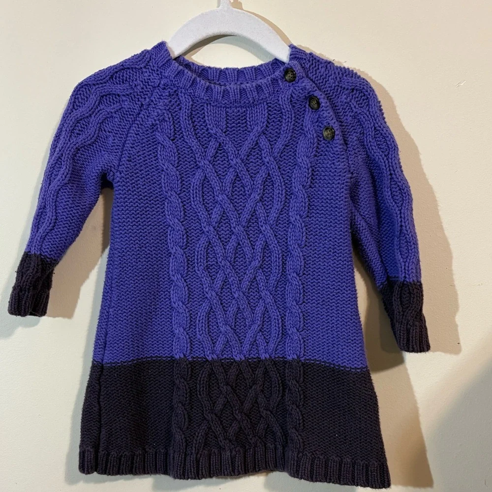 Joe Fresh Toddler Girls Cable Knit Sweater Dress 12/18 month‎ purple